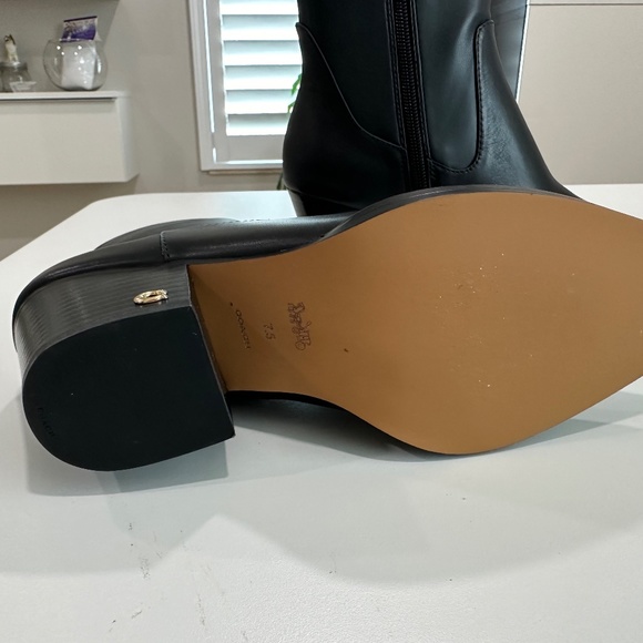 Womens COACH Black Pell Leather Boot - Sz 7.5B - Picture 7 of 8